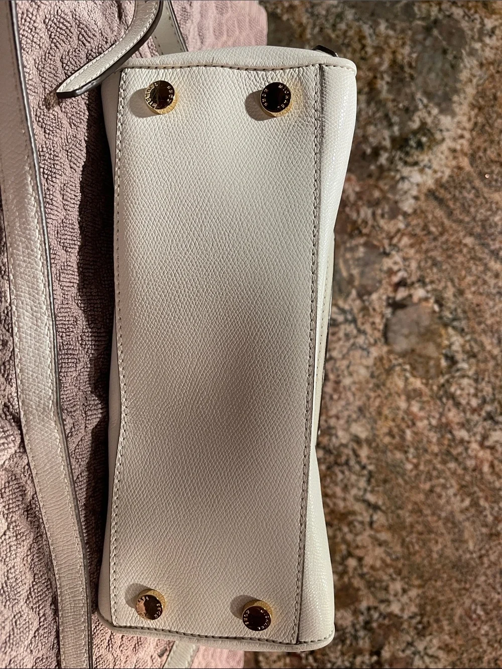 Michael Kors Cream Saffiano Satchel with Gold Hardware